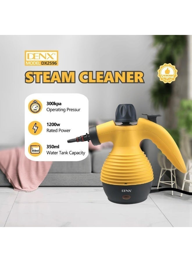 Denx Handheld Steam Cleaner 1200W, 300kPa High-Pressure, 350ml Tank, 9 Attachments – Portable Multi-Surface Cleaner for Floors, Kitchen, Bathroom, Cars, Windows & Upholstery - Image 3